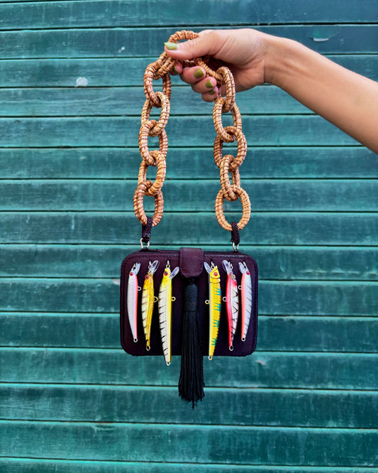 Gone Fishing Rattan Mini Bag