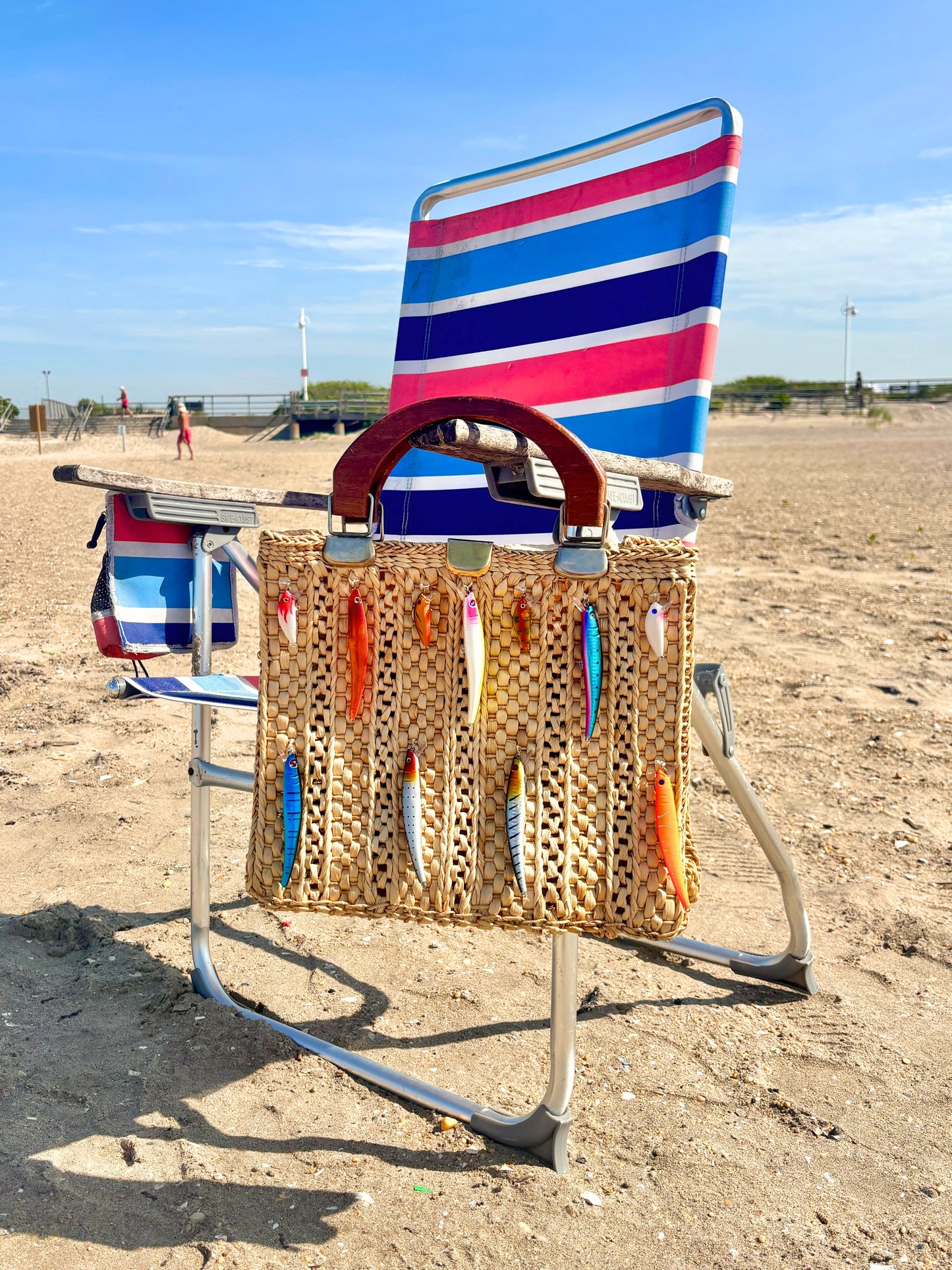 Gone Fishing Large Beach Tote