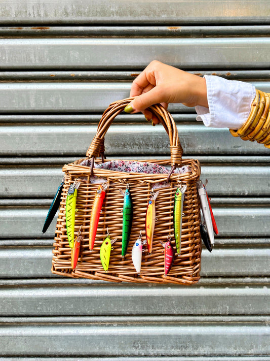 Gone Fishing Wicker Purse